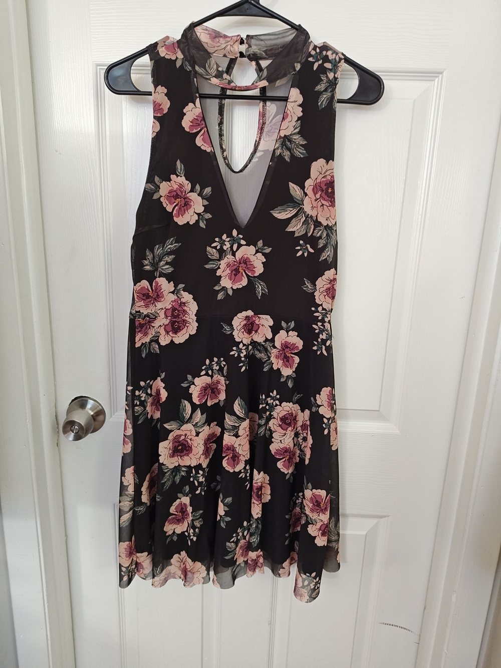 Charlotte Russe Black Dress with Pink Floral Print